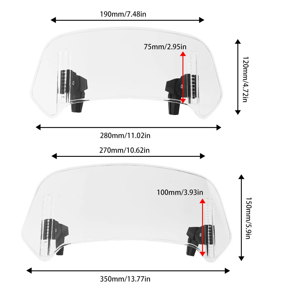 Universelles Motorrad-Modifikationszubehör, erhöhte, verstellbare Windschutzscheibe für Kawasaki, Honda, BMW, Yamaha, Suzuki