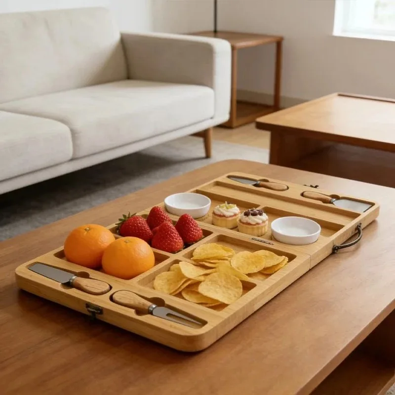 Foldable Cheese Board Portable Charcuterie Platter Cutting Board for Fruit Bread Butter Serving