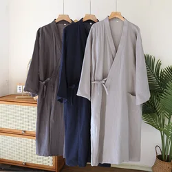 Japanese Style Cotton Men's Kimono Pajamas Robes for Spring and Summer Thin and Plus Bathrobes Home Clothes Mens Pajamas
