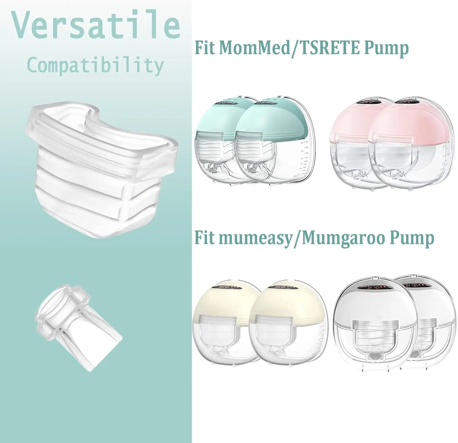 Wearable Breast Pump Accessories, Replacement Pump Parts Flange 24mm, Duckbill Valve, Silicone Diaphragm Compatible with S18 S21