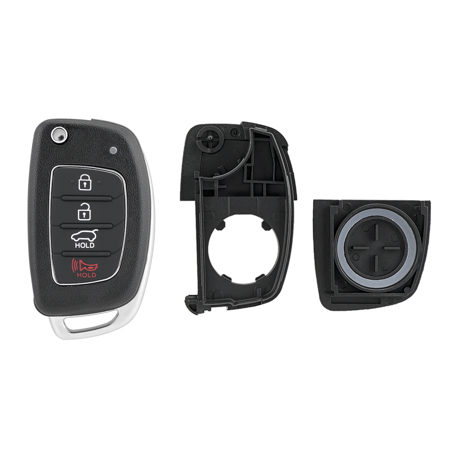 Per Hyundai Custodia portachiavi con chiave remota a 4 pulsanti + Pad in gomma + Flip Blade i10 i20 i30 i40 ix20 ix35