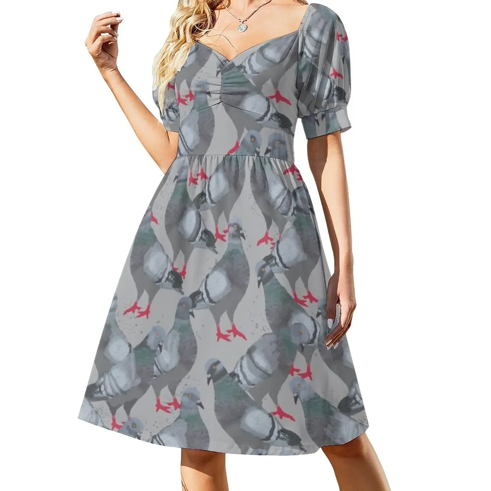 

Pigeons on a City Sidewalk Short-Sleeved Dress Clothing female ladies dresses for women 2025 dress for women Dress