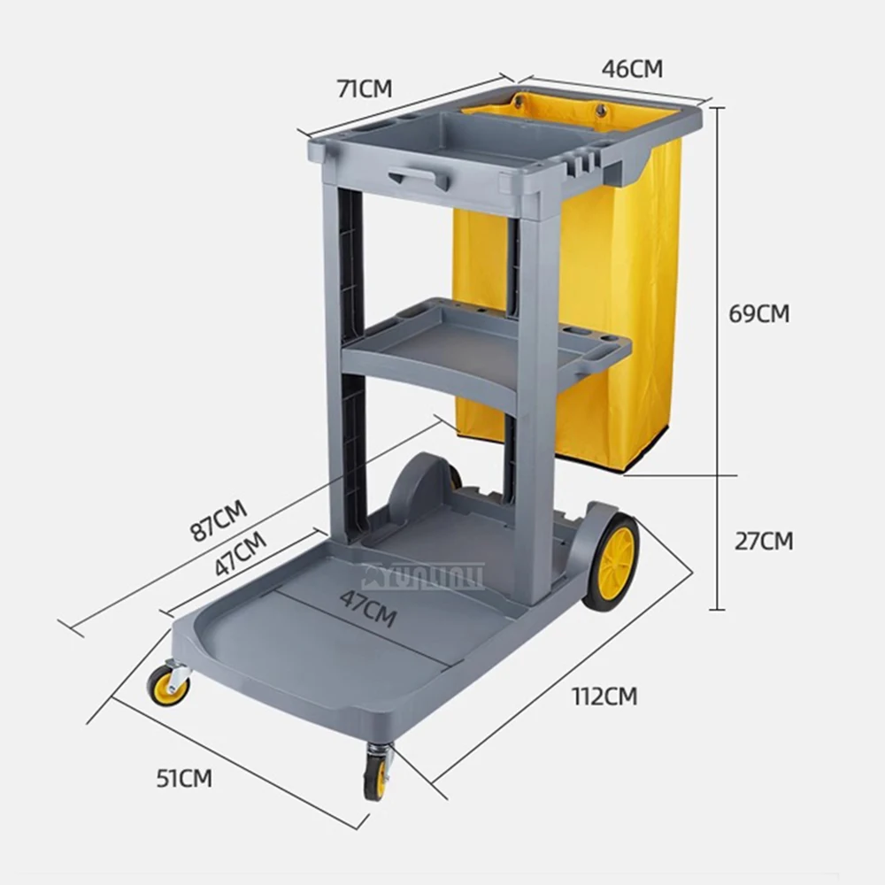 Multi-Functional Cleaning Cart - Laundry/Utility Service Trolley for Hotels, Malls & Property Maintenance