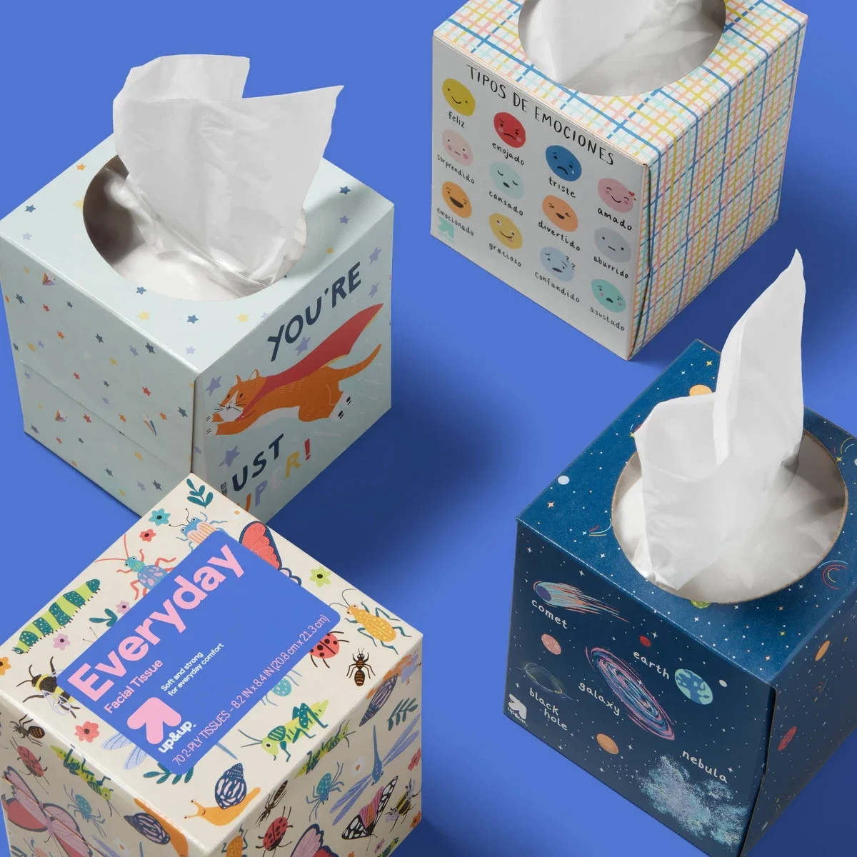 2-Ply Soft & Strong Facial Tissues, Disposable Square Box Face Tissues for Home Office Daily Use, 4 Boxes