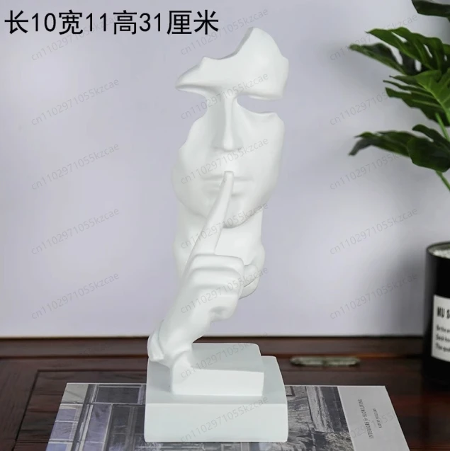 Thinker Statue Sculpture Silence Is Gold Figurines Resin Retro Home Decor For Office Study Living Room Abstract Face Ornaments