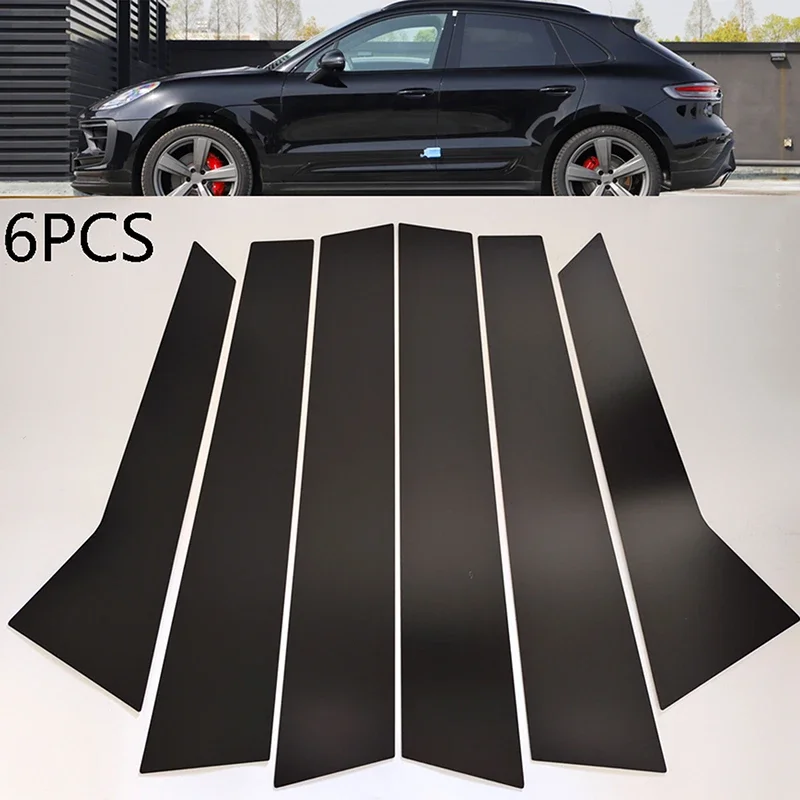 6Pcs Car Door Window Glossy Black Pillar Posts Cover Trim For Porsche Macan 2014-2022 BC Column Exterior Stickers Accessories