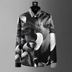 Luxury Printed Shirt Men's Long Sleeve Casual Shirt High Quality Fashion Popular Premium Korean Large Size Men's Clothing XS-6XL