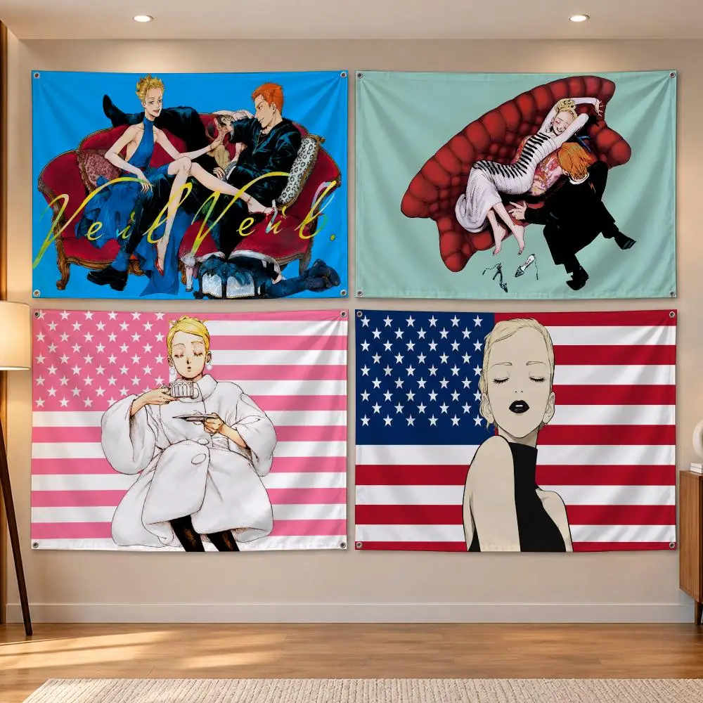 Manga Romance V-Veil Flags Banner Decor for Bedroom,Garden,Party,Club,Indoor Outdoor, Fan Gift
