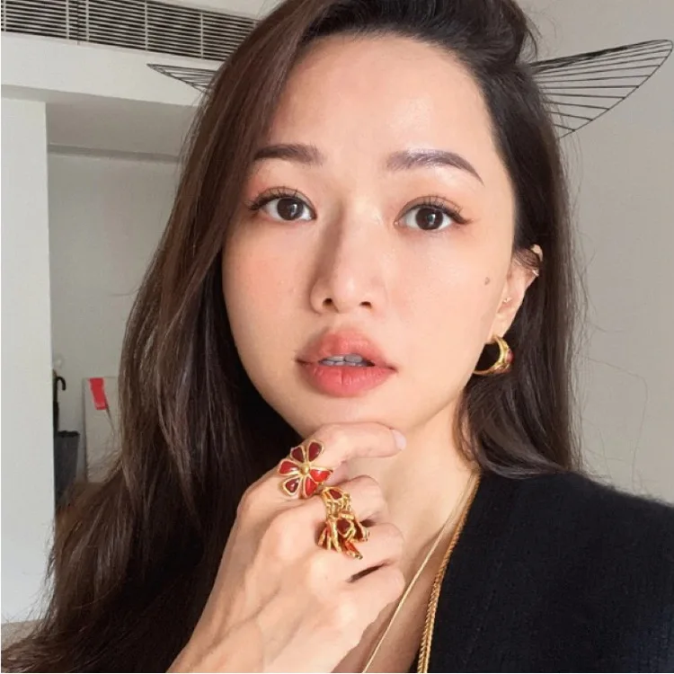 

Withered Small Niche Design Petal Ring Women's Drip Oil Craft Elegant Party Jewelry Rings Women's Ring