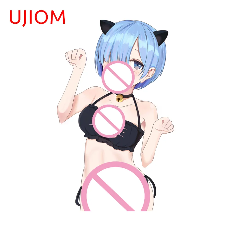 UJIOM Rem Bikini Cat Ears Girl Wall Sticker Anime Exquisite Advance Guard Occlusion Scratch Decal For Computer Case Decoration