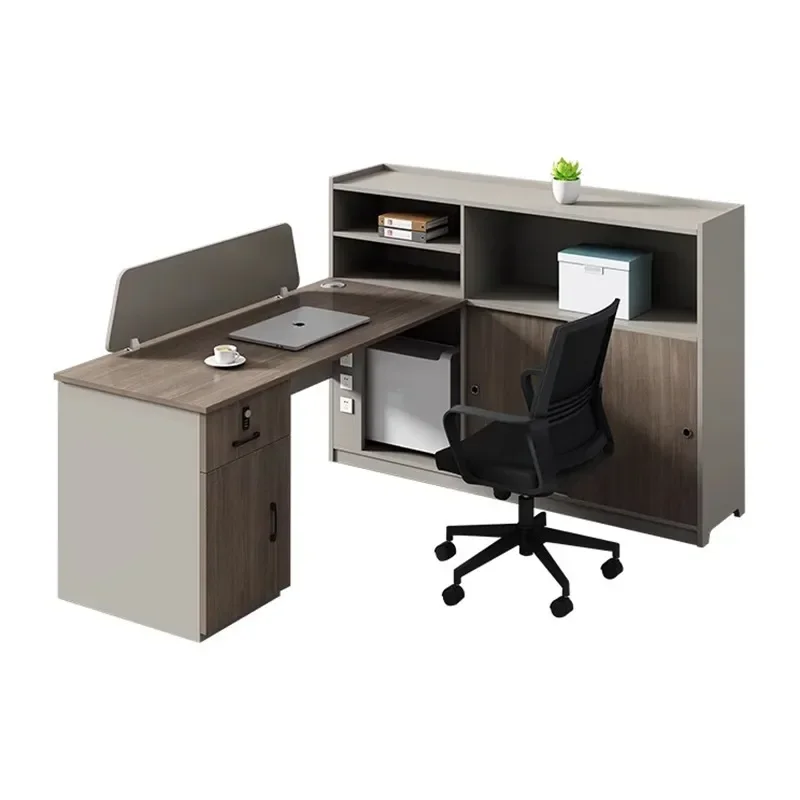 Screen Office Desk and Chair Combination Employee Workstation Card Seat Financial