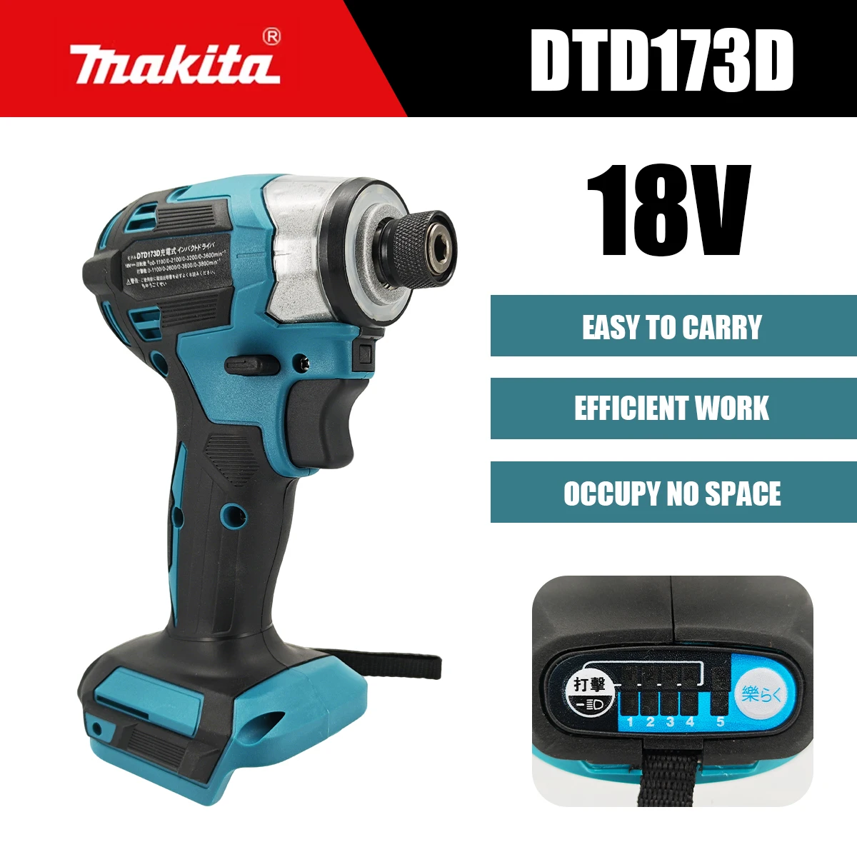 

Бесщеточная дрель Makita 18V DTD173D синего цвета, 180 Нм, для дома и DIY, электрическая, для дерева/болтов/Т-образного режима работы