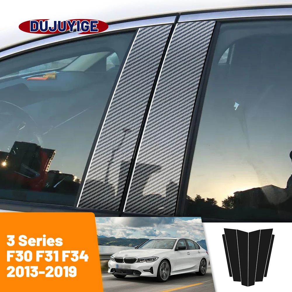 For BMW 3 Series F30 F31 F34 2013-2019 2014 2015 2016 Carbon Fiber Window Door Column Deal B C Pillar Post Cover Trim Sticker