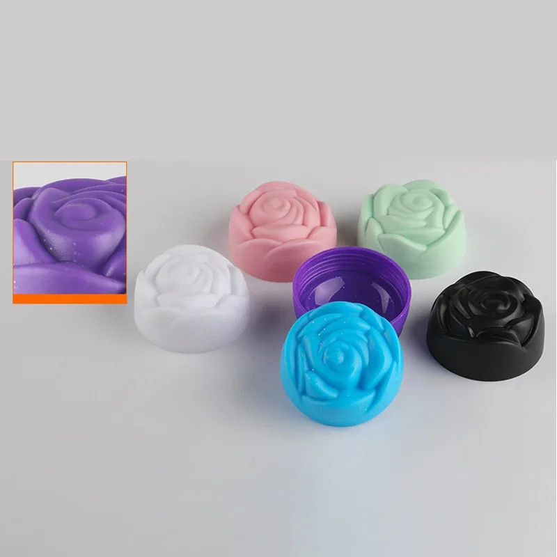 12pçs 20g recipientes de creme cosmético com tampa em forma de rosa, garrafas pequenas recarregáveis, caixas vazias de creme de sombra para os olhos, frasco de plástico