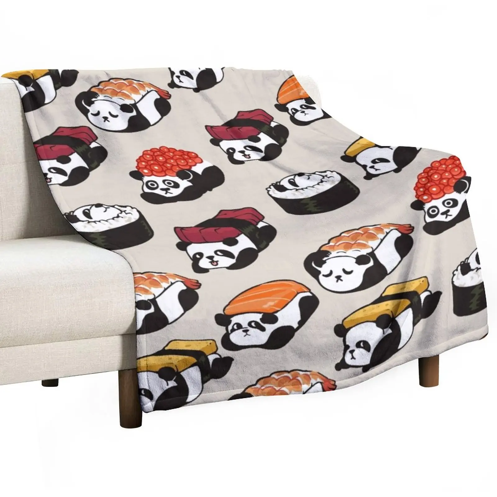 

Sushi Panda Throw Blanket Hairy Blankets Plaid