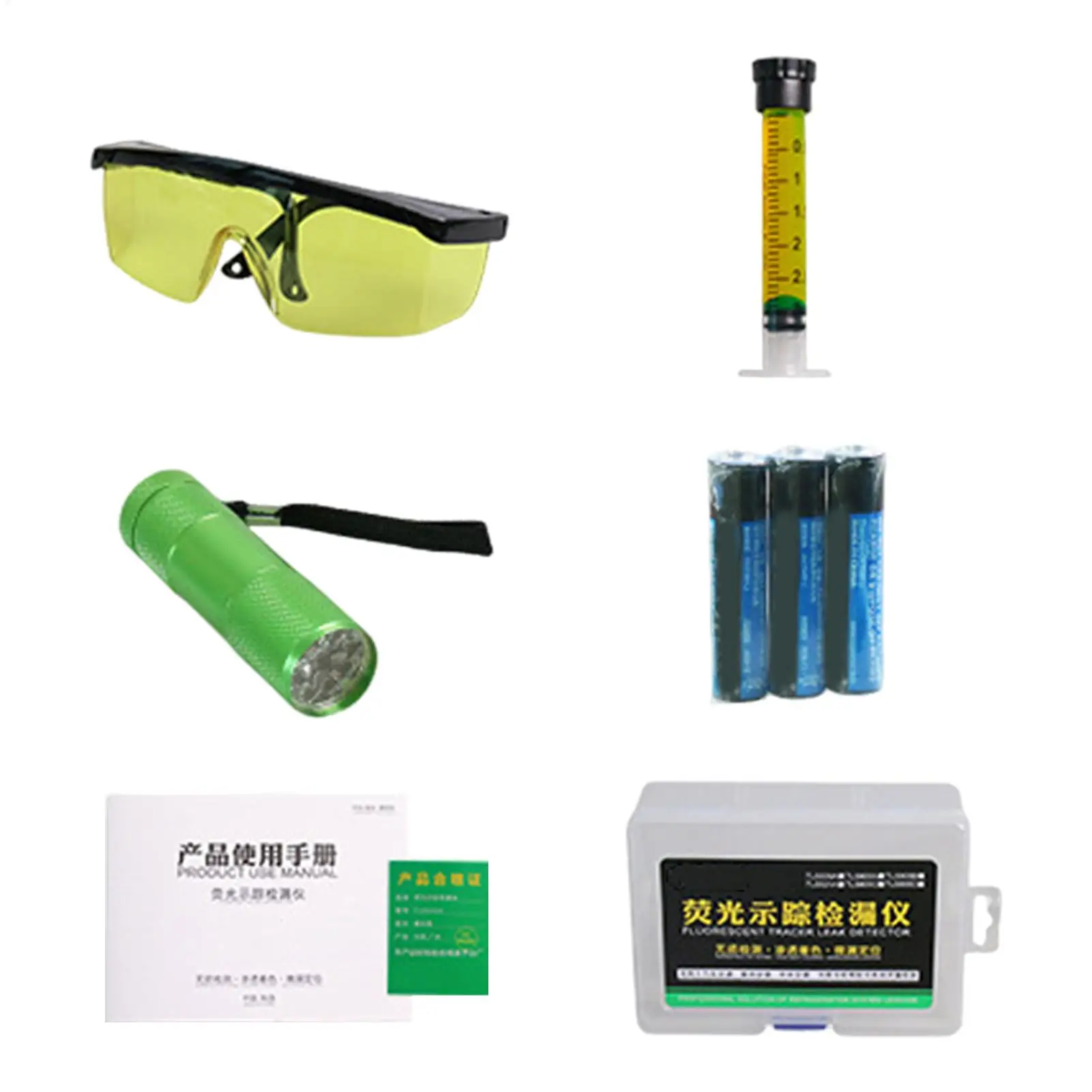 

Auto Fluorescent Leak Detection Auto Air Conditioning R134a Refrigerant Gas Freons AC Leak Test Detector Repair Tool UV Dye