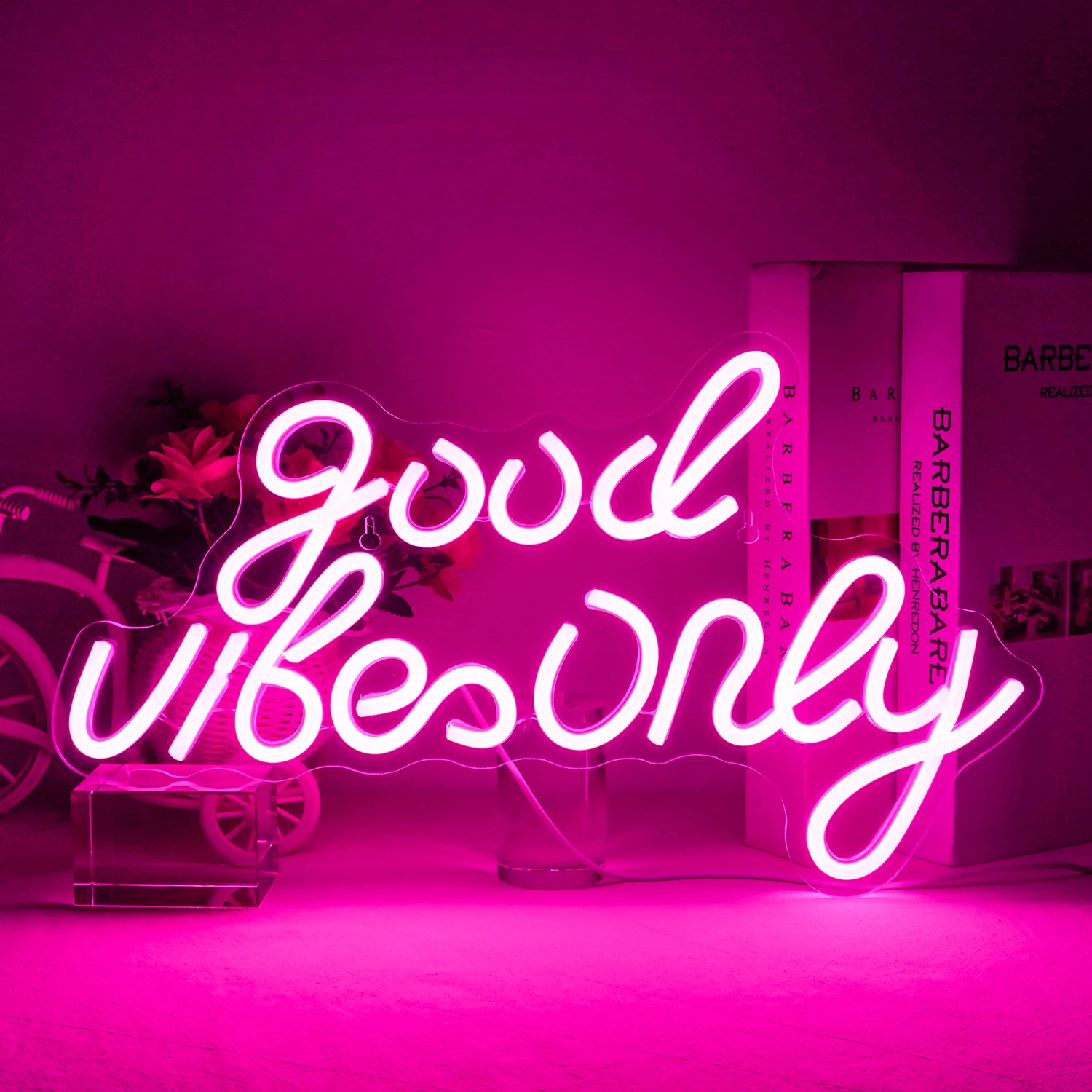 

Good Vibe Only Neon Sign LED Light Dimmable Pink Room Wall Decoration For Birthday Party Family Gathering Bar Home Wall Art Logo