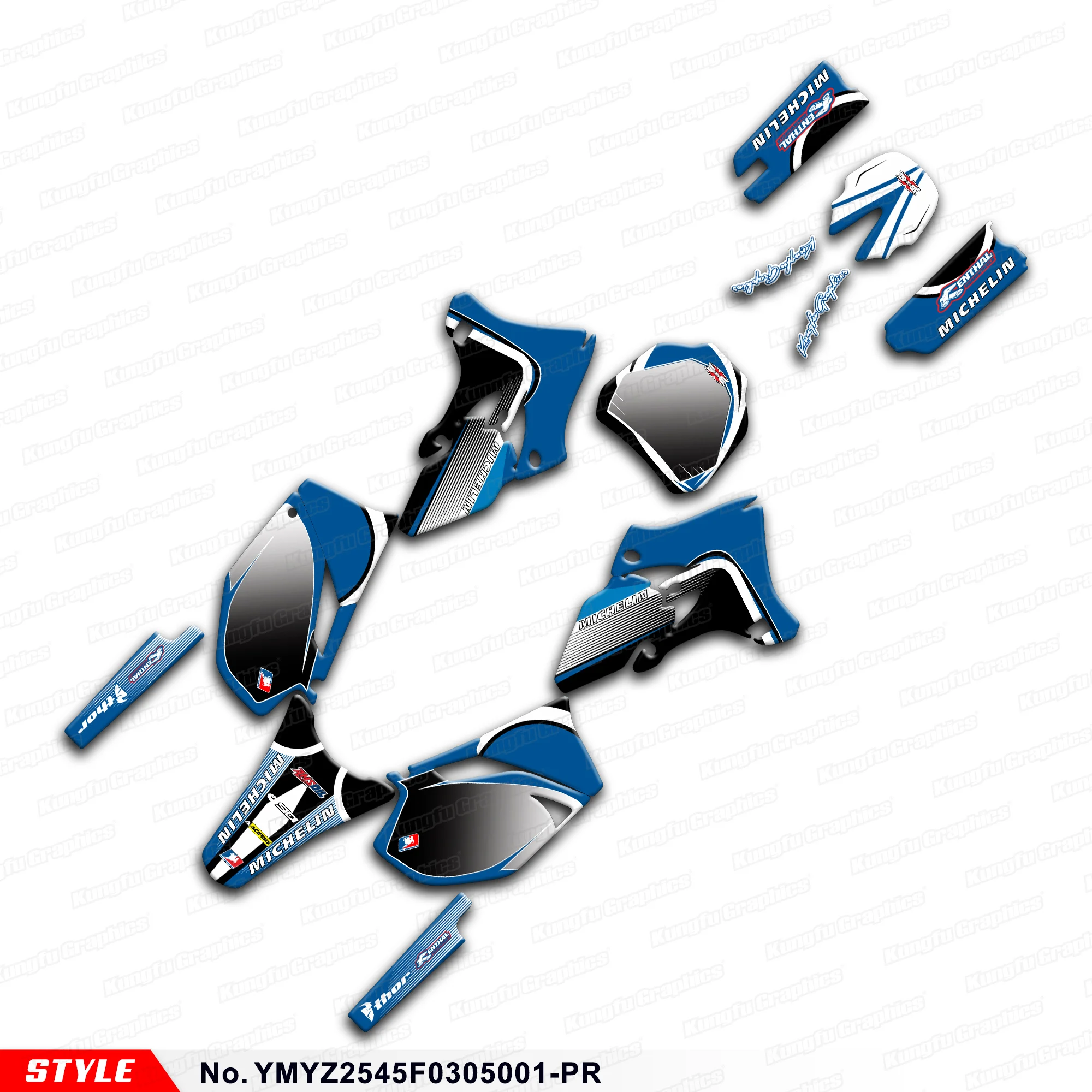 

Aftermarket Custom Vinyl Stickers Decals Graphics for Yamaha YZ250F YZ450F 2003 2004 2005, YMYZ2545F0305001-PR