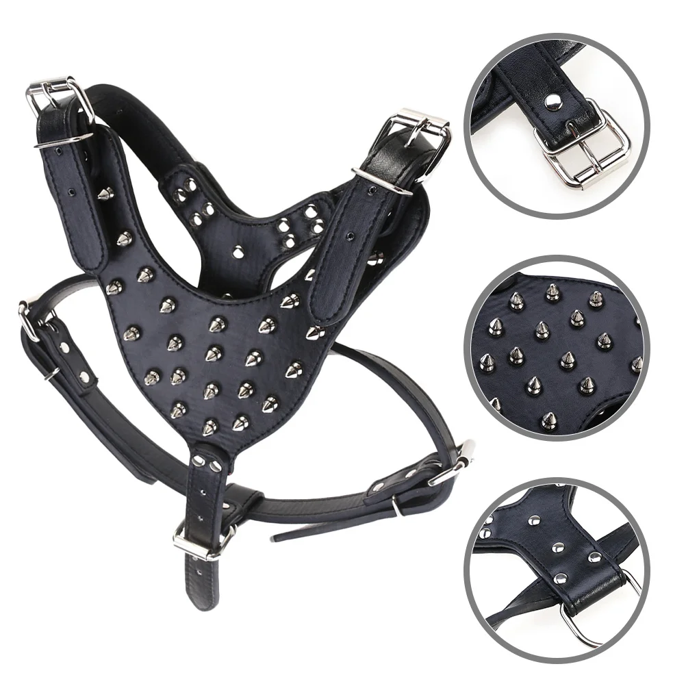 

Outdoor Adjustable Dog Harness Stylish Metal Spike Design Wear-Resistant Comfortable for Walking Training Travel