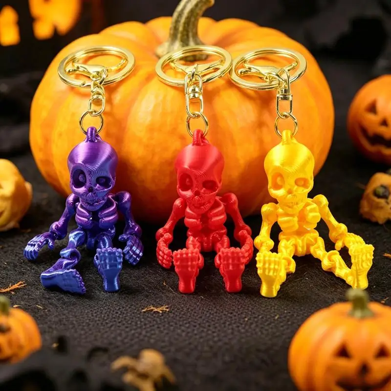 Hot 3D Printing 3D Printed Keychain Articulated Joints PLA Material Articulated Skeleton Key Ring Flexible Movement Eco Friendly