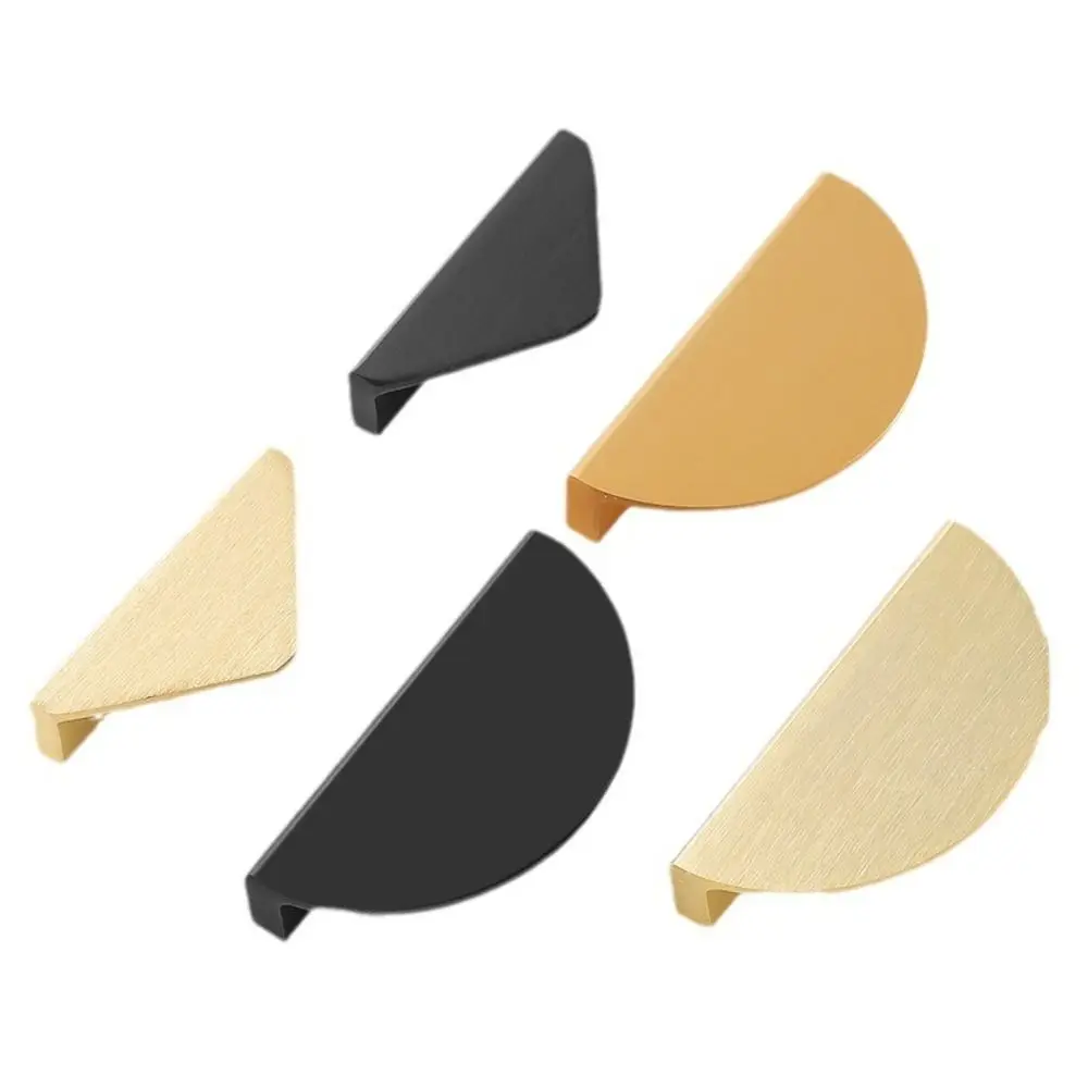 Triangle Shape Cabinet Door Handle Semi-circle Design American Style Black Wardrobe Handle Hardware Embedded
