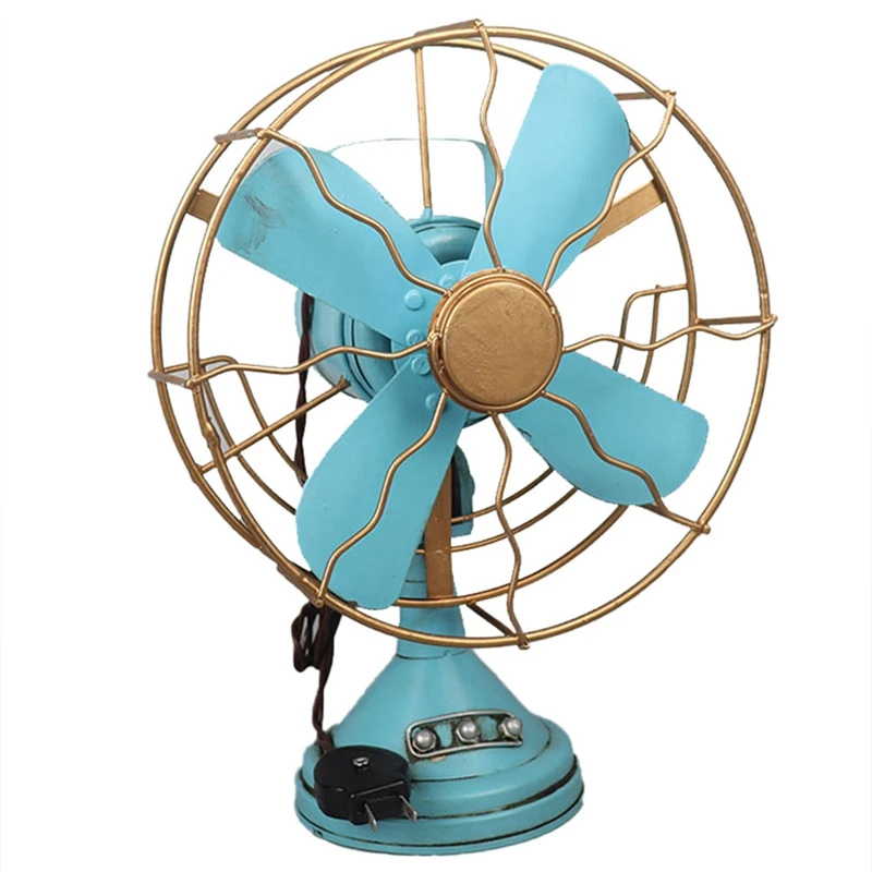 Simulation Electric Fan Vintage Model Crafts Bar Cafe Decoration Ornaments Photography Prop Retro Fan Furnishings