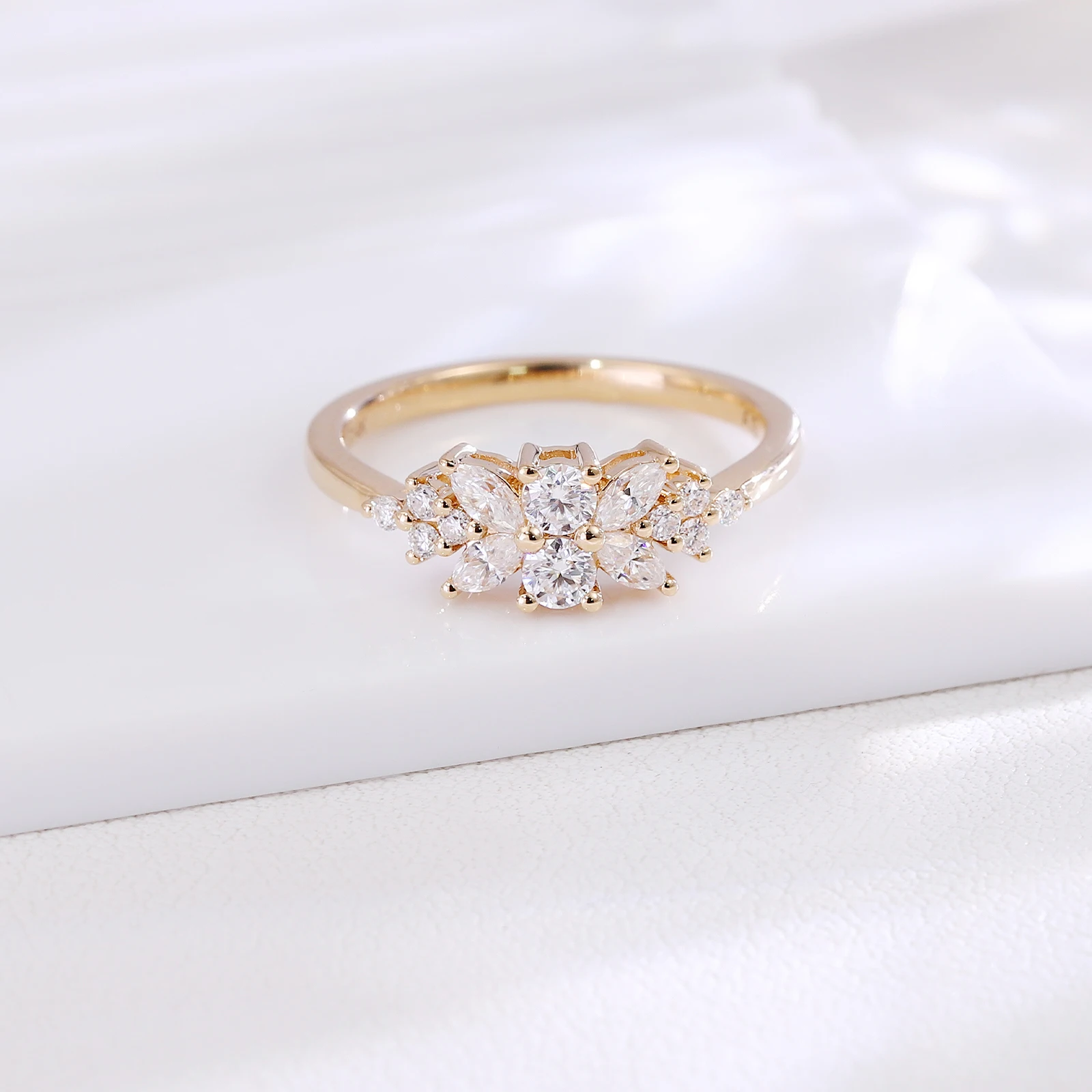 بروفانس خاتم الزواج الفاخر 10K الذهب الصلب DEF/VS مختبر الماس خاتم الخطوبة المجوهرات اليومية هدايا عيد الميلاد شخصية #4