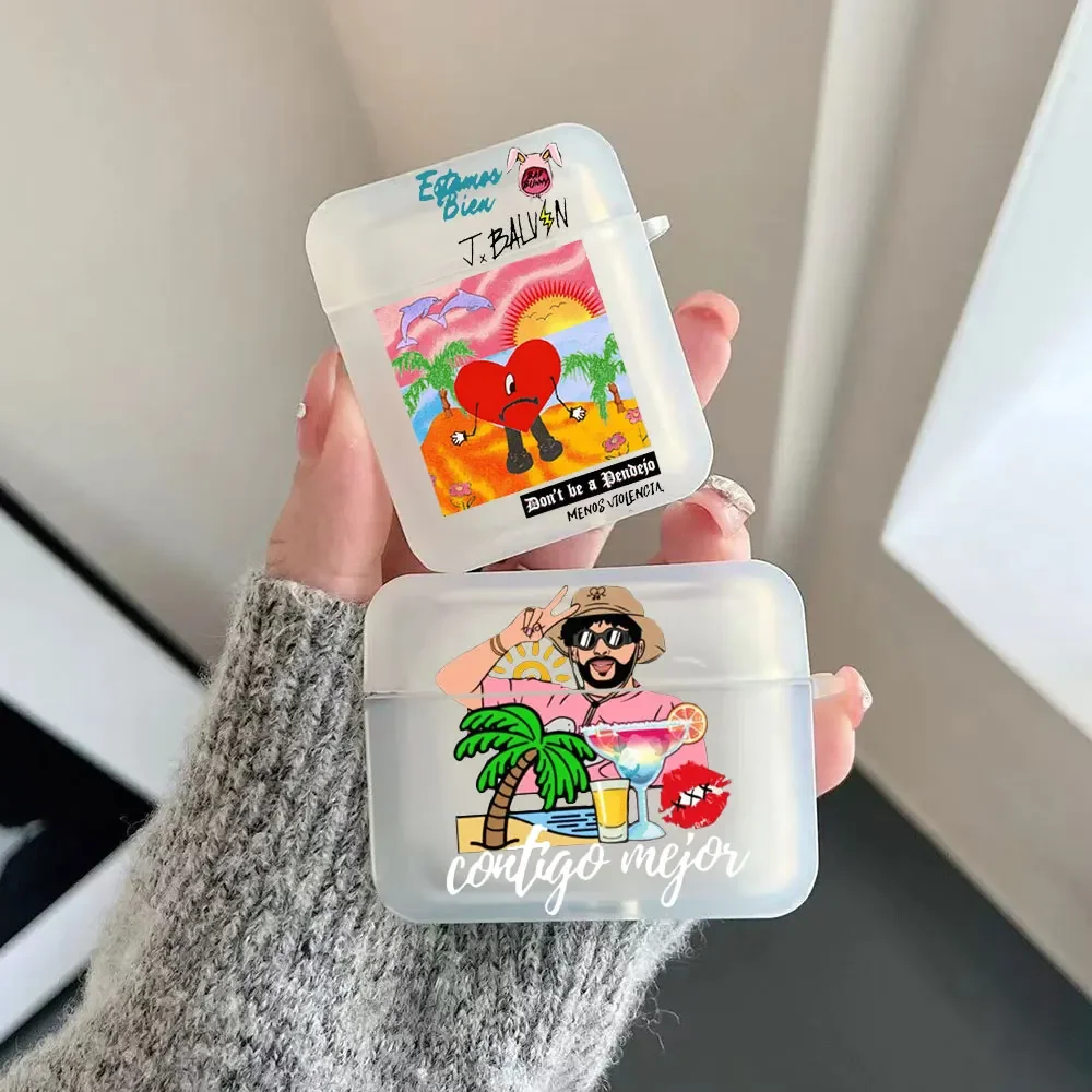Funda bonita para auriculares Bad Bunny para Apple Airpods 1, 2, 3, 4, 4th Pro 3 Yo Perreo Sola Maluma, funda para auriculares inalámbricos, carcasas de Air Pods