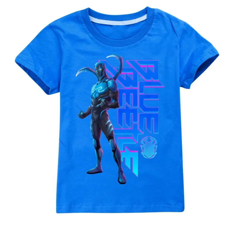 Hete Film Blauwe Bieten Print Cartoon Kids T-Shirt Meisjes Kleding Baby Jongens Zwart Korte Mouw T-Shirt Kinderen Tops