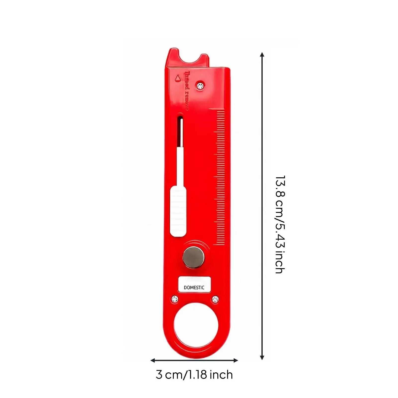 Handheld Plastic Sewing Threader with Sliding Mechanism and Ruler for Quick Clothing Repairs