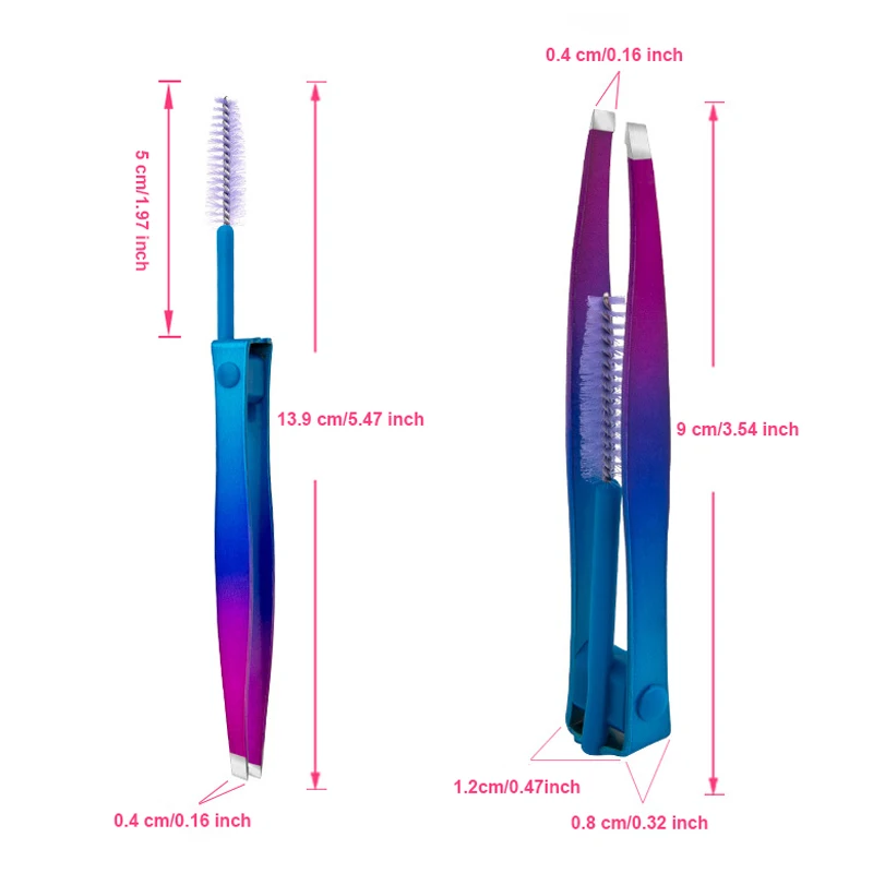 الحاجب الملقط و فرشاة رمش ، المهنية غرامة الشعر مجتذب ، أدوات ماكياج ، اختيار الصلب ، مقاطع الجمال إزالة ، 2 في 1