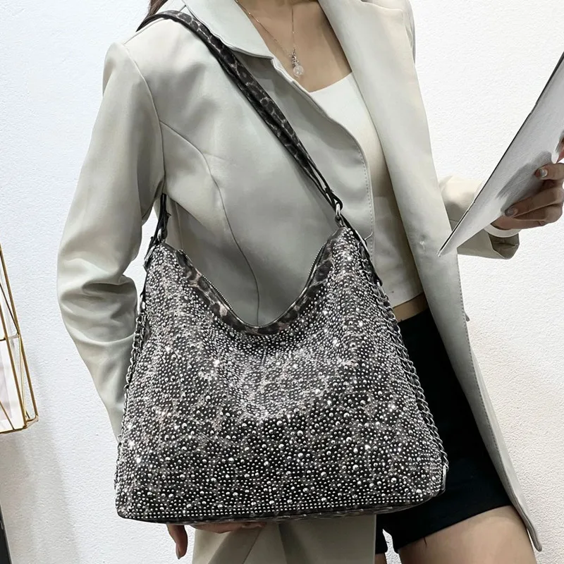 

Large-capacity shopping and travel trend diamond-encrusted single-shoulder new Tote fashionable crossbody women's bag