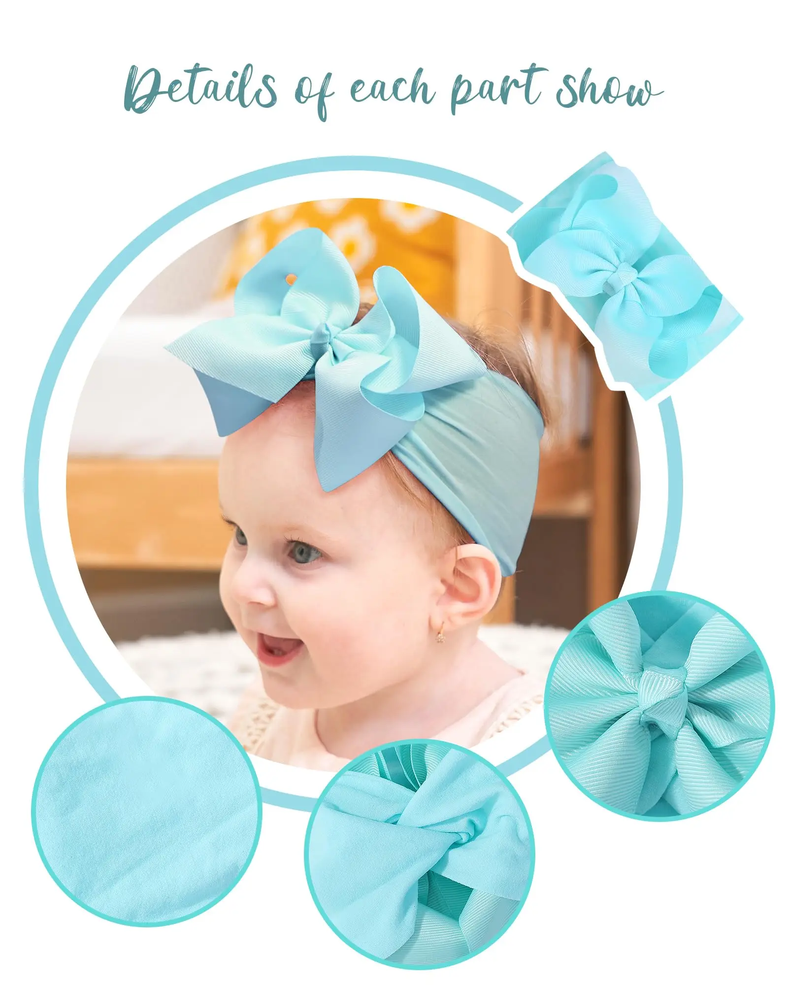 

10/20pcs Large Wide Nylon Ribbon Bow Headband for Baby Girls Sweet Turban Newborn Bowbot Headwrap Soft Babe Hair Accessories