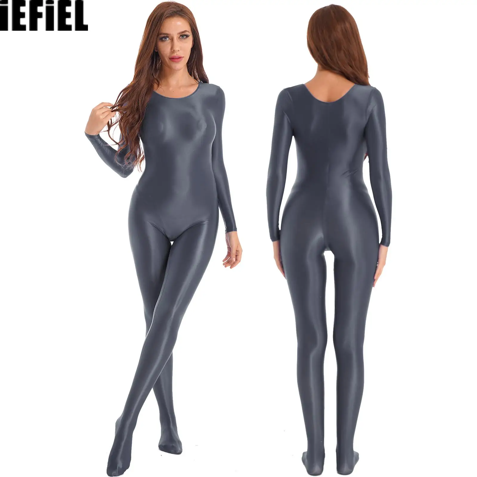 

Женское однотонное боди с длинным рукавом и круглым вырезом