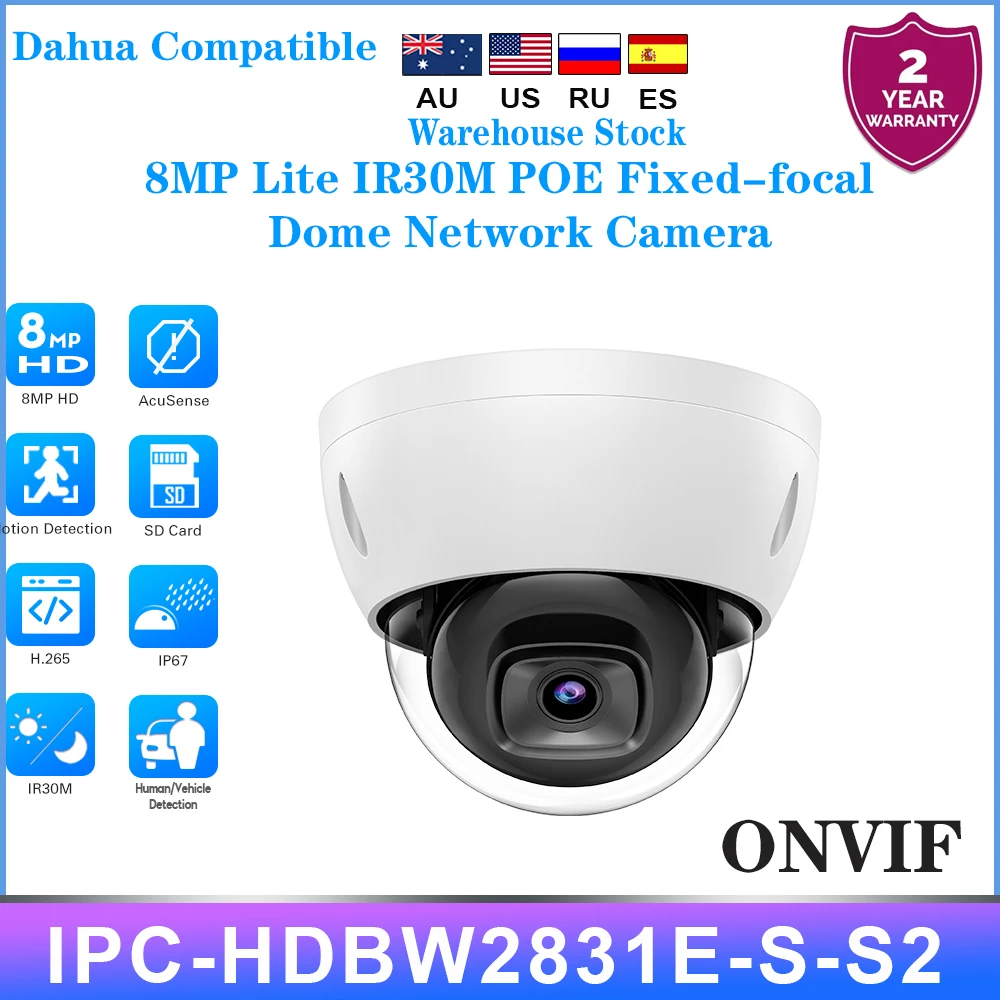 

4K 8MP IK10 Starlight Dome IP Camera IR30M SD Card slot IVS Security Surveillance Network Camera replace IPC-HDBW2831E-S-S2