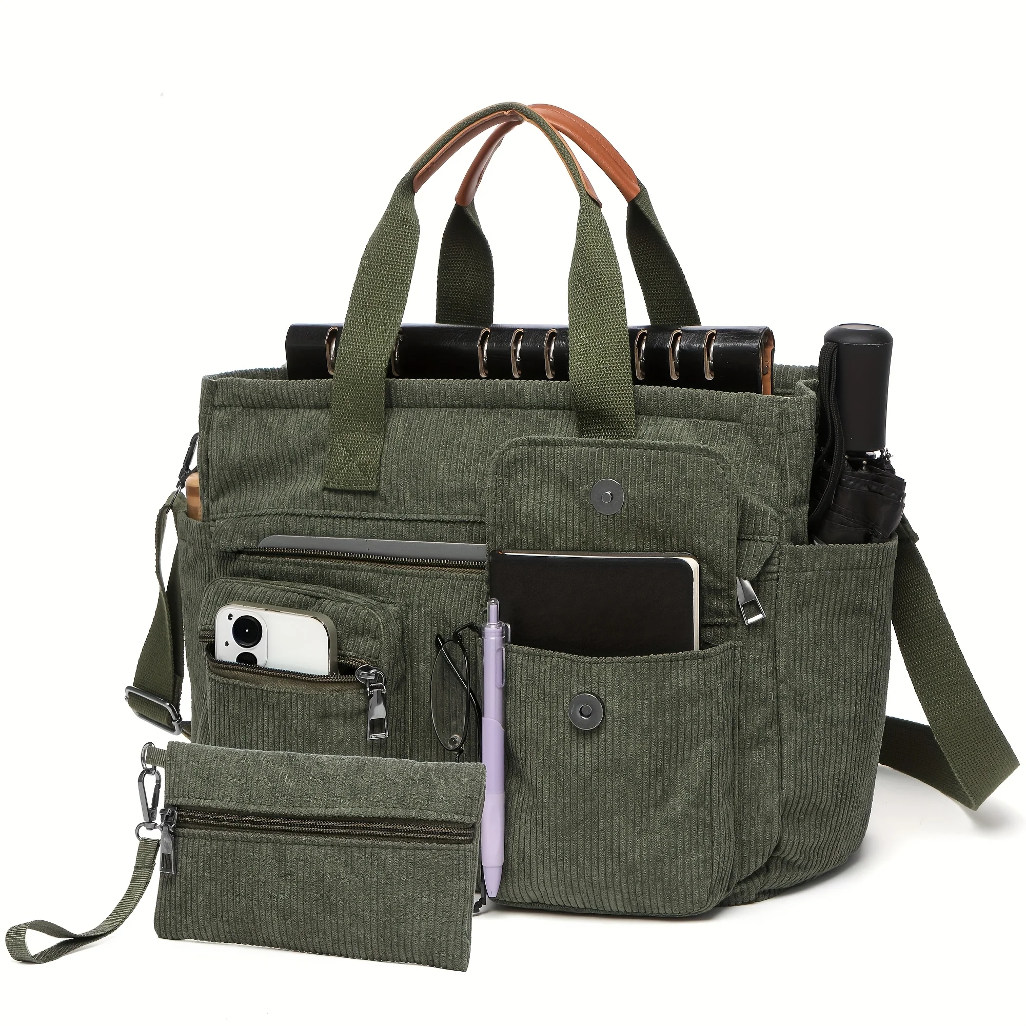 

2pcs Set: Women'S Large Corduroy Tote Bag, Perfect as a Laptop Bag, Crossbody Shoulder Bag, Hobo Messenger Bag, Handbag, Travel Bag, Gym Tote Work Travel
