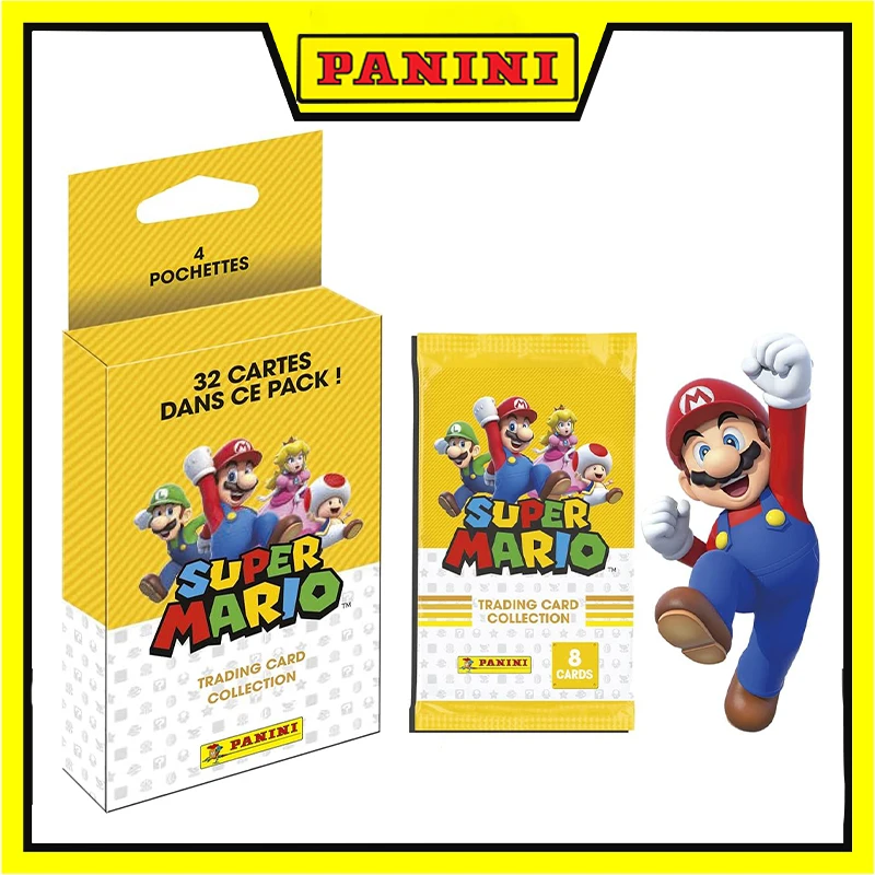 2025 Panini Super Mario ruilkaarten, blisterverpakking met 4 mouwen, 32 kaartencollectie