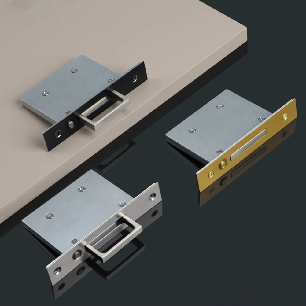 

Built-in Door Lock Conceal Latch Interior Renovation Black System Modern Interior Hardware Space-saving Design