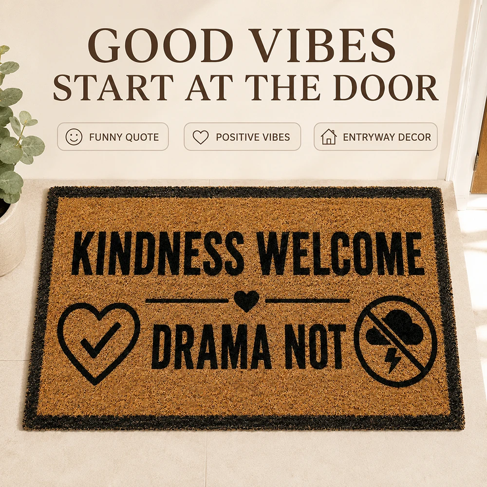 Custom Doormat Good Vibes Welcome Mat Positive Energy Design for Front Door Entrance Entryway Porch Home Decor New Home Gift