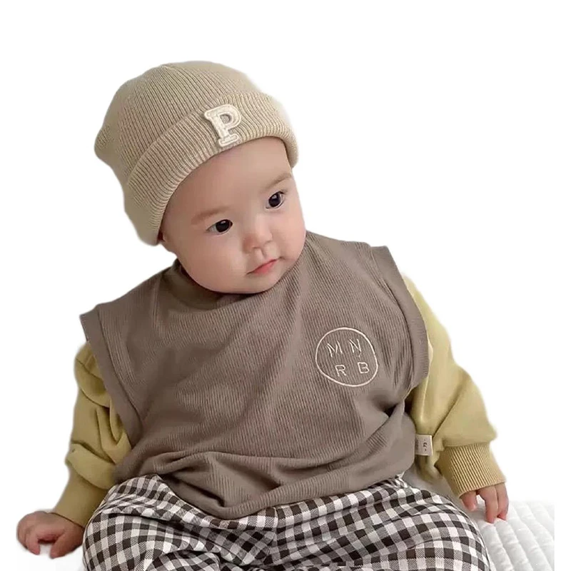 Autumn Winter Baby Hat Comfortable Solid Color Hats Cute Letter Cotton Cap Newborn 6 Months To 4 Years Old Infant Bonnet