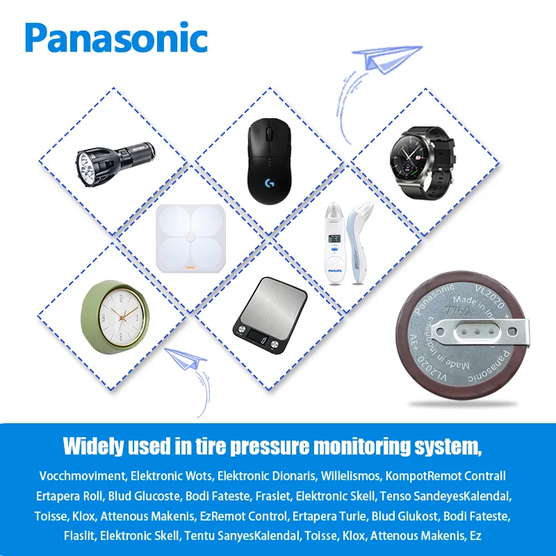 Panasonic VL2020 3V button lithium battery with solder foot 90 ° 180 ° suitable for BMW Land Rover key remote control