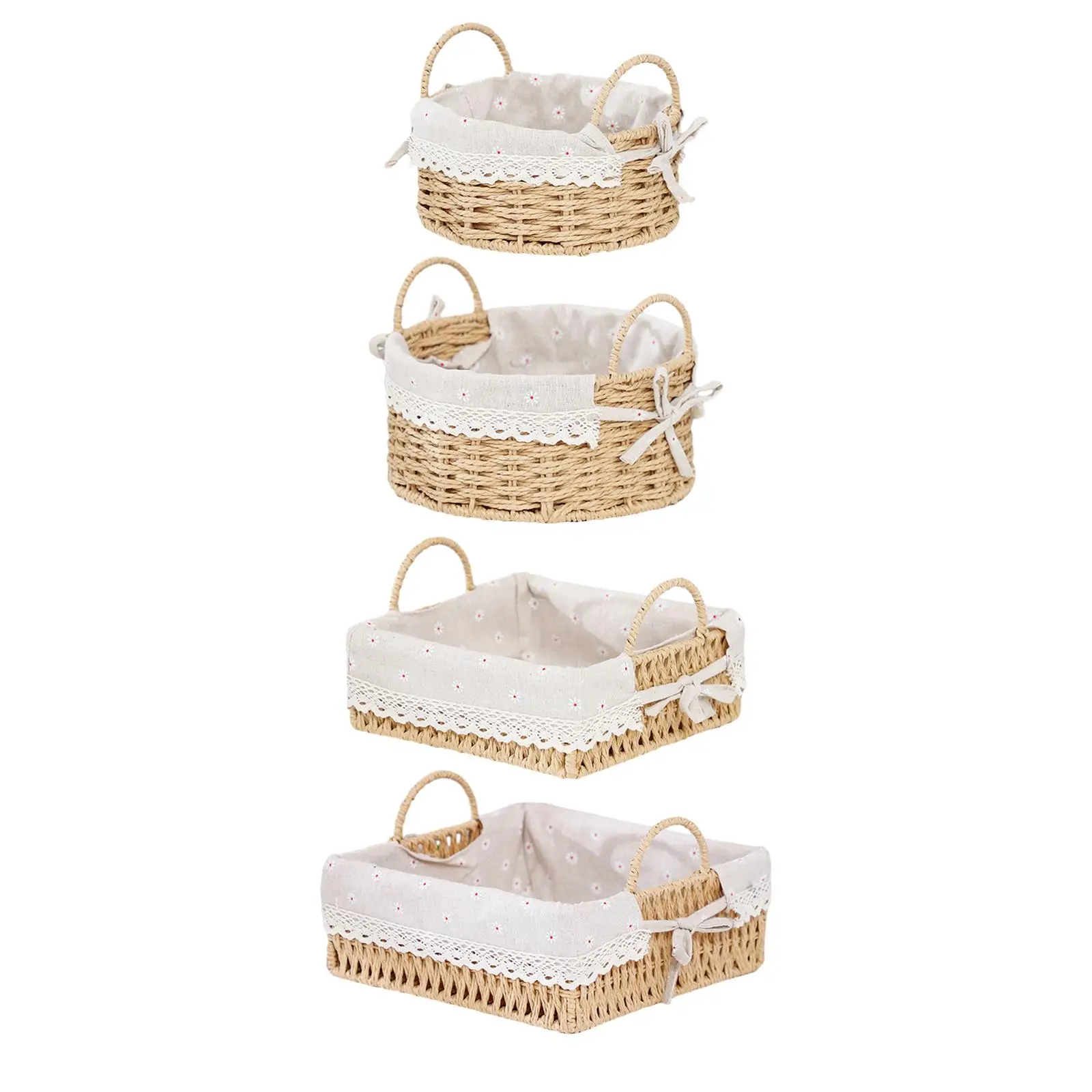 Handmade Storage Basket Multipurpose Desktop Sundries Organizer Serving Basket for Snack Parties Bread Breakfast Bedroom