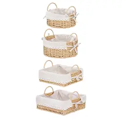 Handmade Storage Basket Multipurpose Desktop Sundries Organizer Serving Basket for Snack Parties Bread Breakfast Bedroom