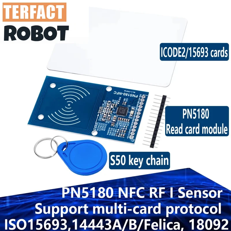 1~10PCS TERFACT ROBOT PN5180 NFC RF I Sensor ISO15693 RFID High Frequency IC Card ICODE2 Reader Writer For Arduino