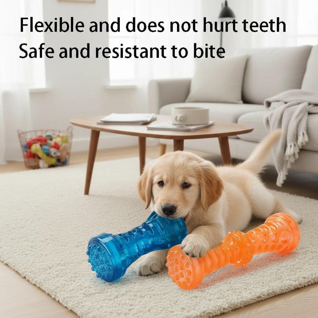 Beständig, bissfest, Haustierspielzeug, Zahnbürste, Knochen, robustes Hundespielzeug, interaktives Welpenspiel, Spielzeug für Hunde, Knochen, Gummi, Welpen-Kauspielzeug für Hunde