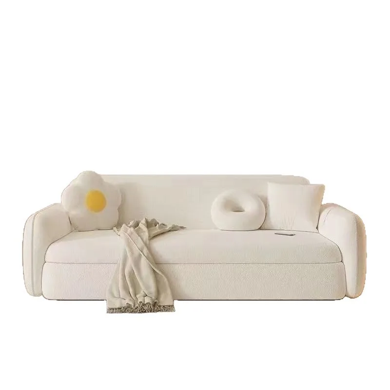 

Lamb wool modern simple Internet celebrity sofa bed small apartment living room home stacking solid wood