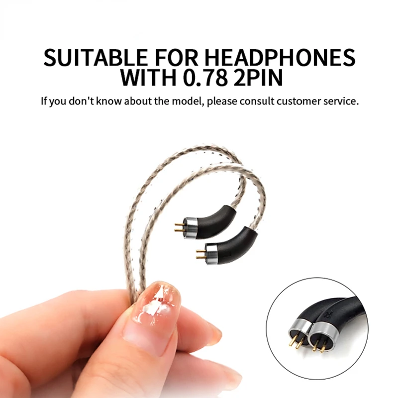 OKCSC High Silver Plated OCC Upgrade Cable 2 Pin 0.78mm Pin Wire Earphones Cable 2.5 3.5 4.4mm Balanced IEM Cable