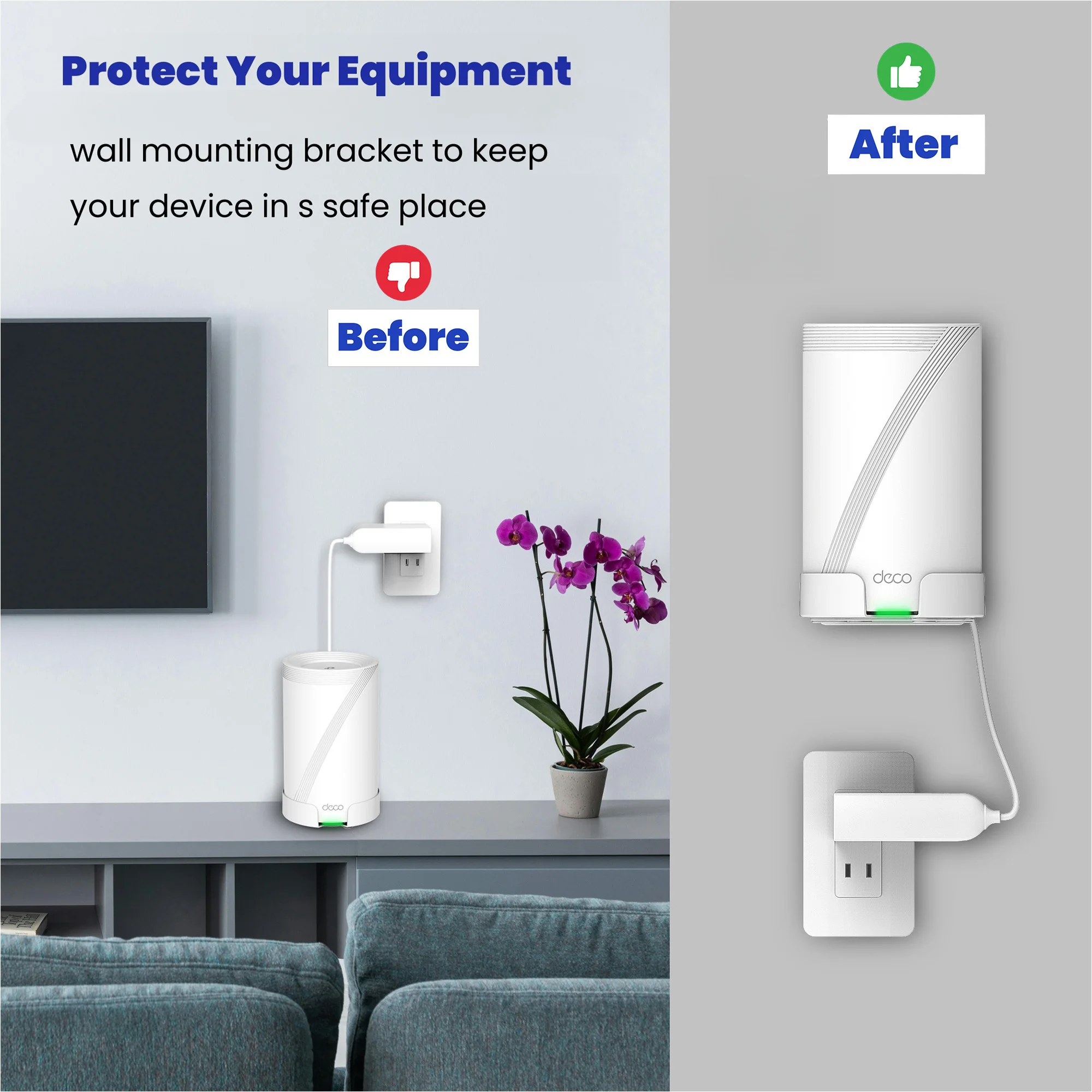 Bangcheer Aluminum Alloy Wall Mount for TP-Link Deco BE63/ BE65/BE67/BE68/BE10000/BE11000/BE14000 Mesh Wi-Fi 7 System view 6
