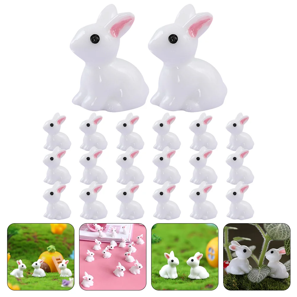 

50 Pcs Rabbit with Small Ears Shopping Decoration Microlandscape Outdoor Statues Toy Shape Resin Supplies Ornament