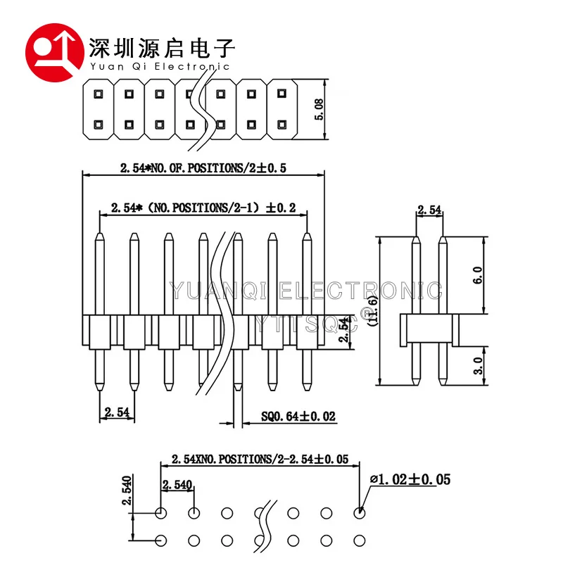 10PCS Dip 2*2/3/4/5/6/7/8/9/10/12/16/20/40/ PIN Double Row PIN HEADER 2.54MM PITCH MALE Strip Connector 2X/6P/8P/10P/20P